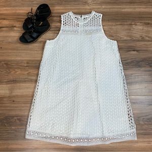 Maeve‎ Chainlink Lace Dress Women's L Color White